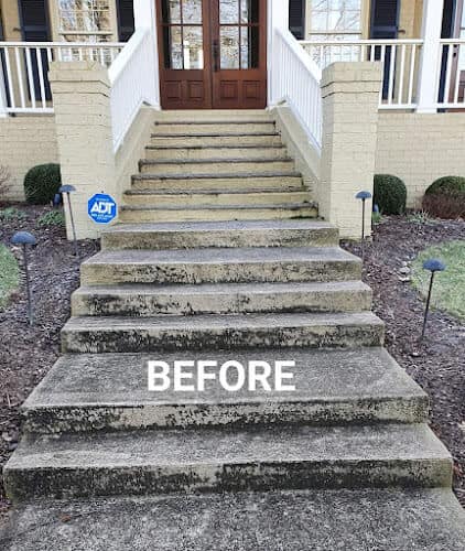 Dirty concrete steps with Before